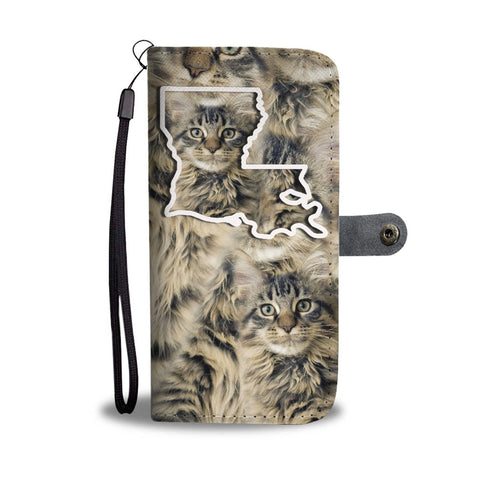 Maine Coon Cat Print Wallet Case-Free Shipping-LA State