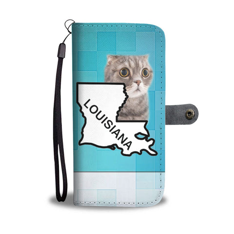 Scottish Fold Cat Print Wallet Case-Free Shipping-LA State