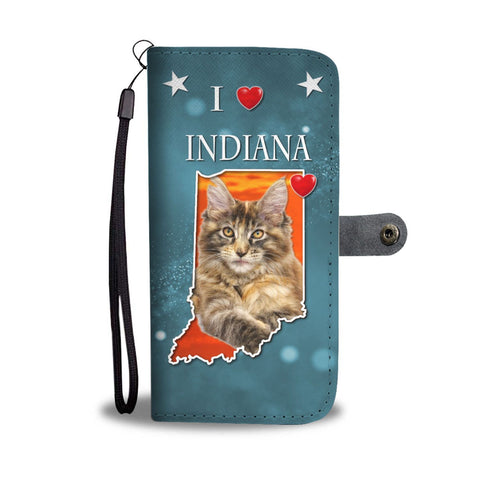 Lovely Maine Coon Cat Print Wallet Case-Free Shipping-IN State
