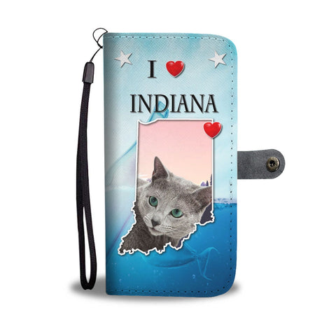 Russian Blue Cat Print Wallet Case-Free Shipping-IN State