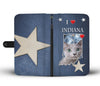 Cute Russian Blue Cat Print Wallet Case-Free Shipping-IN State