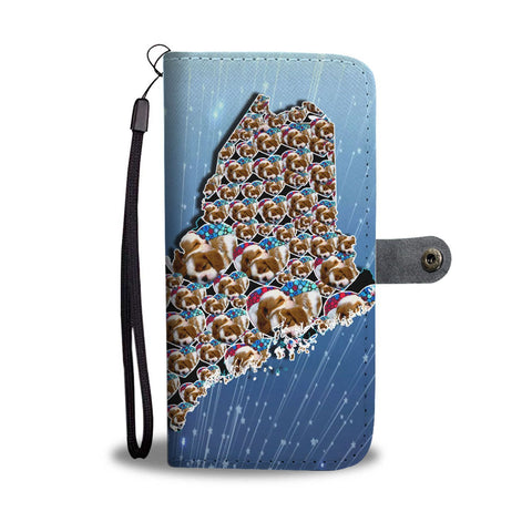 Cavalier King Charles Spaniel On Hearts Print Wallet Case-Free Shipping-ME State