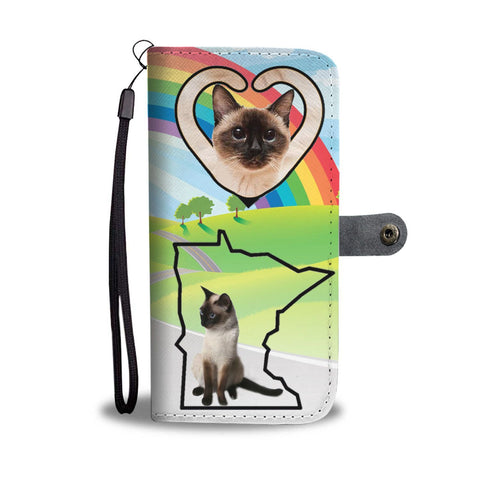 Siamese Cat Print Wallet Case-Free Shipping-MN State