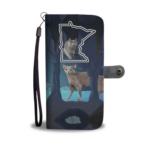 Amazing Russian Blue Cat Print Wallet Case-Free Shipping-MN State