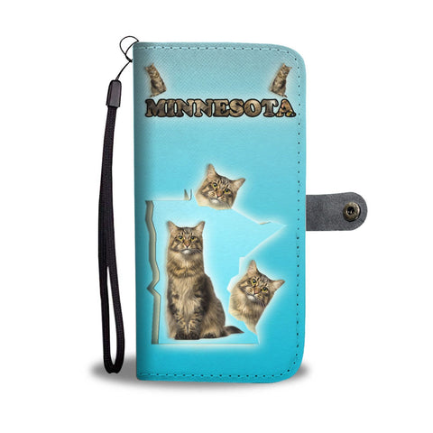 Maine Coon Cat Print Wallet Case-Free Shipping-MN State