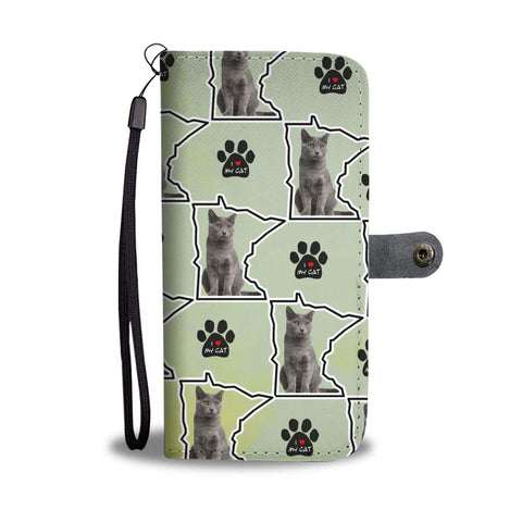 Chartreux Cat Print Wallet Case-Free Shipping-MN State