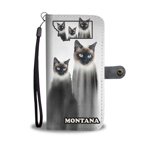 Siamese Cat Print Wallet Case-Free Shipping-MT State