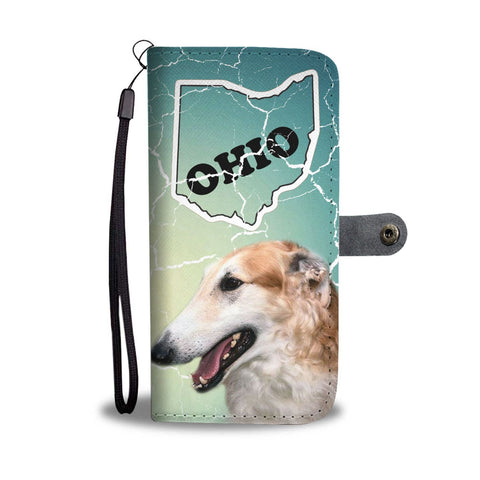 Borzoi Dog Print Wallet Case-Free Shipping-OH State