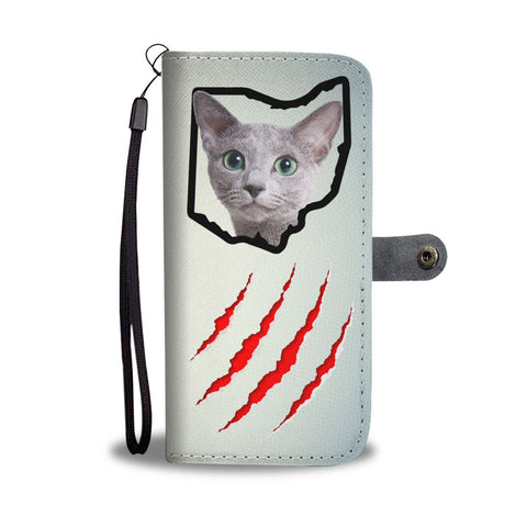 Russian Blue Cat Print Wallet Case-Free Shipping-OH State