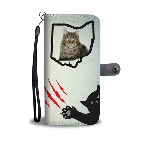 Maine Coon Cat Print Wallet Case-Free Shipping-OH State