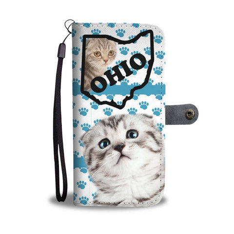 Scottish Fold Cat Paws Print Wallet Case-Free Shipping-OH State