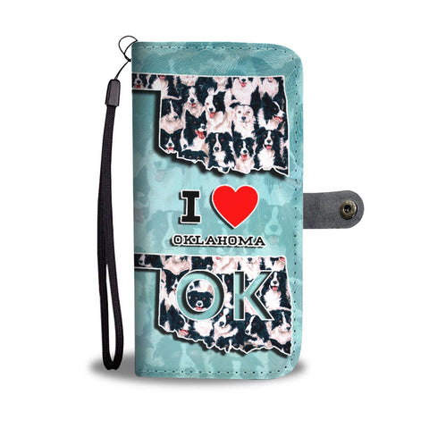 Border Collie Dog In Lots Print Wallet Case-Free Shipping-OK State