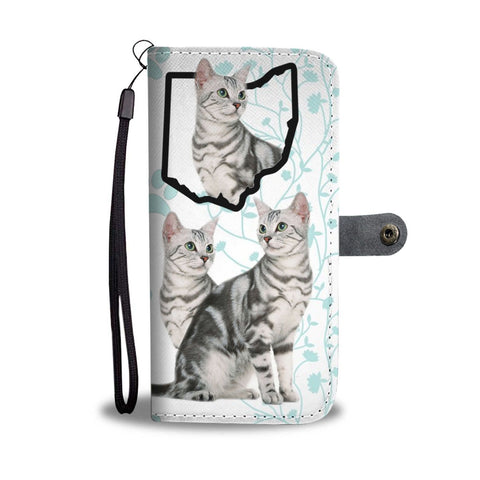 Cute American Shorthair Cat Print Wallet Case-Free Shipping-OH State