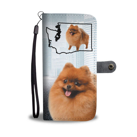 Pomeranian Dog Print Wallet Case-Free Shipping-WA State