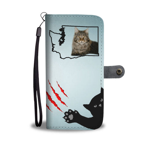 Maine Coon Cat Print Wallet Case-Free Shipping-WA State