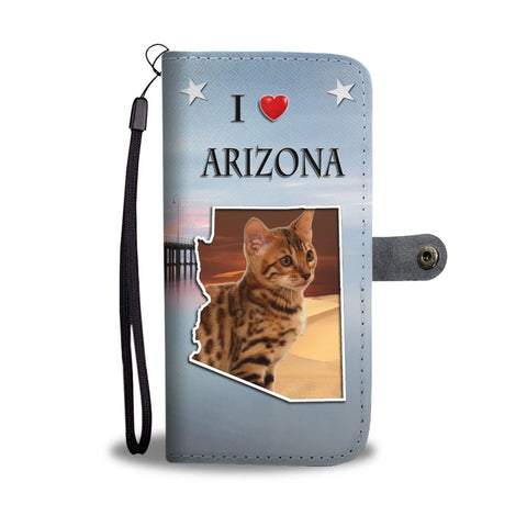 Lovely Bengal Cat Print Wallet Case-Free Shipping-AZ State
