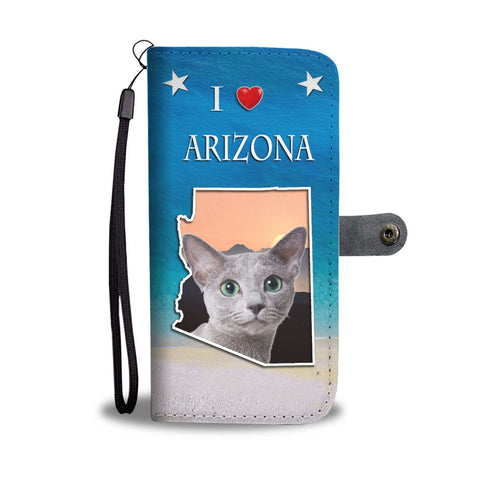 Russian Blue Cat Print Wallet Case-Free Shipping-AZ State