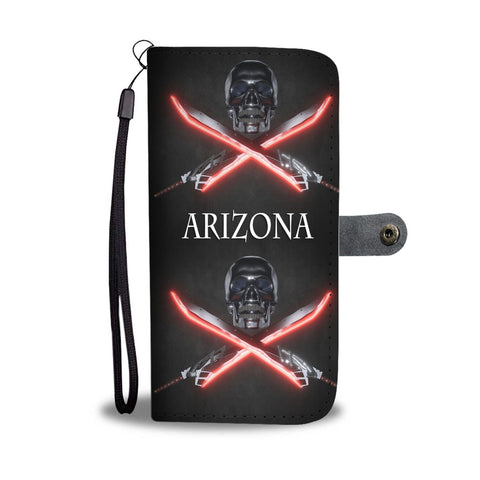 Skull And Swords Print Wallet Case-Free Shipping-AZ State