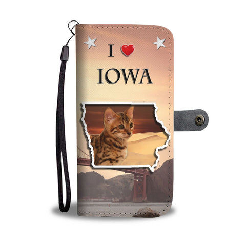 Cute Bengal Cat Print Wallet Case-Free Shipping-IA State