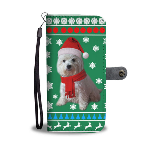 West Highland White Terrier (Westie) Green Christmas Print Wallet Case-Free Shipping