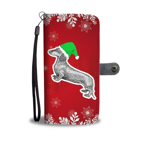 Dachshund Dog Red Christmas Print Wallet Case-Free Shipping