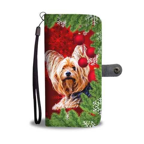 Cute Yorkie Christmas Print Wallet Case-Free Shipping