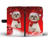 Shih Tzu Dog Red Christmas Print Wallet Case-Free Shipping