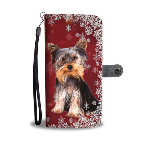 Cute Yorkshire Terrier Christmas Print Wallet Case-Free Shipping