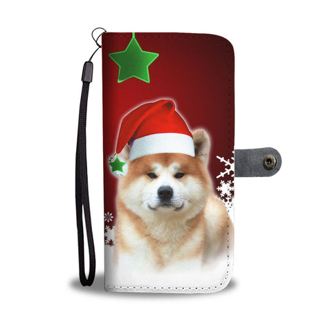 Akita Dog On Christmas Print Wallet Case-Free Shipping