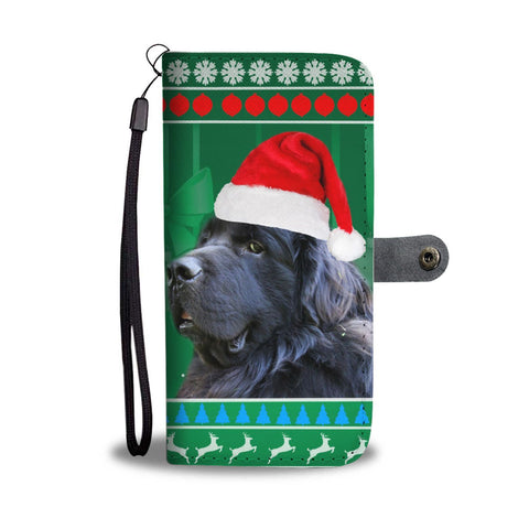Newfoundland Dog Green Christmas Print Wallet Case-Free Shipping