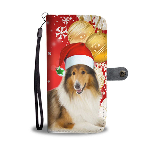Rough Collie On Christmas Print Wallet Case-Free Shipping