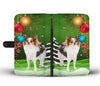 Papillon Dog Christmas Green Print Wallet Case-Free Shipping