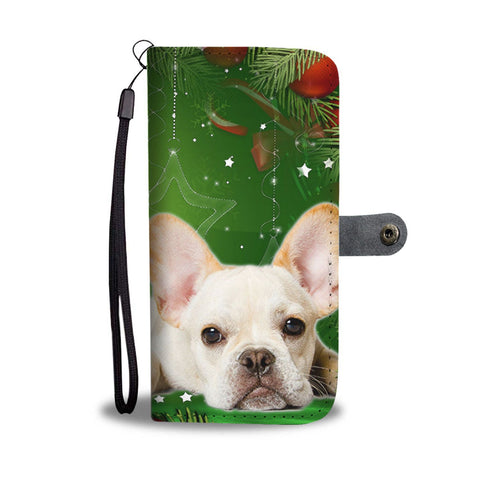 Cute French Bulldog On Christmas Print Wallet Case-Free Shipping