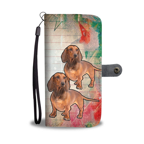 Cute Dachshund Dog Christmas Print Wallet Case-Free Shipping
