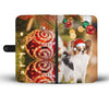 Papillon Dog On Christmas Print Wallet Case-Free Shipping