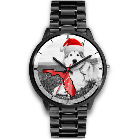 Alaskan Malamute On Christmas Print Wrist Watch-Free Shipping-FL State