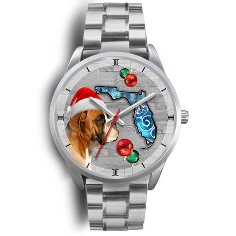Boxer Dog On Christmas Florida Wrist Watch-Free Shipping
