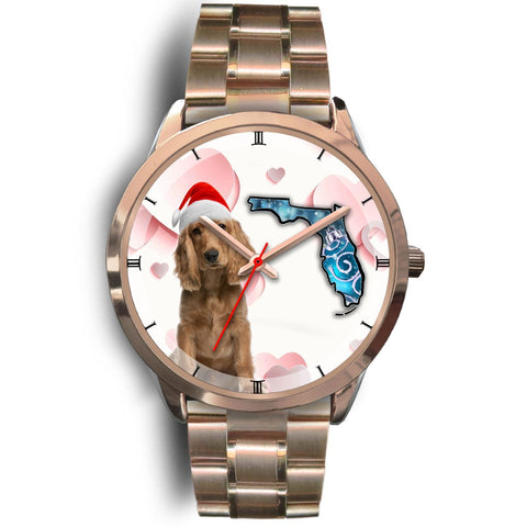 Cocker Spaniel On Christmas Florida Golden Wrist Watch-Free Shipping