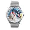 Dachshund Dog On Christmas Florida White Wrist Watch-Free Shipping