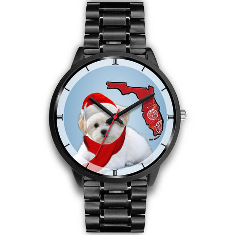 Maltese Dog On Christmas Florida Wrist Watch-Free Shipping