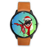 Pug Dog On Christmas Florida Wrist Watch-Free Shipping