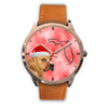 Staffordshire Bull Terrier On Christmas Florida Golden Wrist Watch-Free Shipping
