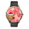Staffordshire Bull Terrier On Christmas Florida Golden Wrist Watch-Free Shipping