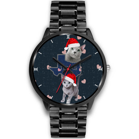 Russian Blue Cat Texas Christmas Special Wrist Watch-Free Shipping