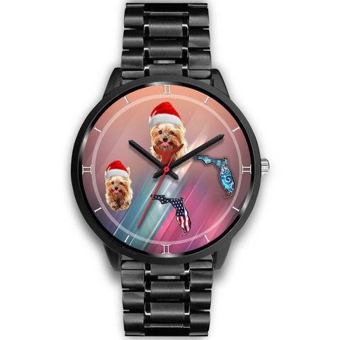 Yorkshire Terrier On Christmas Florida Wrist Watch-Free Shipping