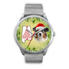 Australian Shepherd On Christmas Alabama Silver Wrist Watch-Free Shipping