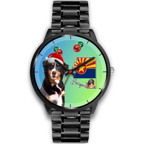 Bernese Mountain Dog On Christmas Arizona Wrist Watch-Free Shipping
