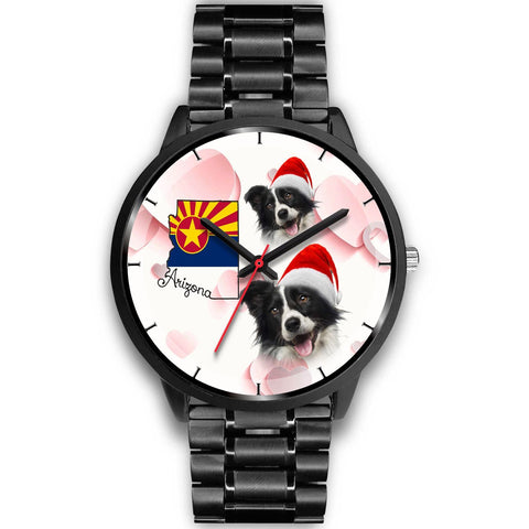 Cute Border Collie On Christmas Arizona Wrist Watch-Free Shipping