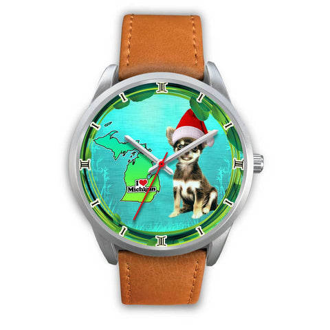 Cute Chihuahua Dog Michigan Christmas Special Wrist Watch-Free Shipping