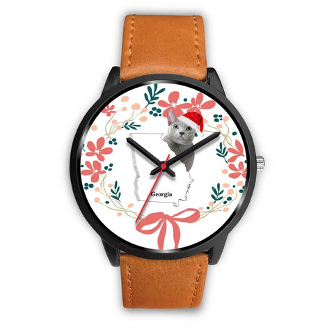 Russian Blue Cat Georgia Christmas Special Wrist Watch-Free Shipping